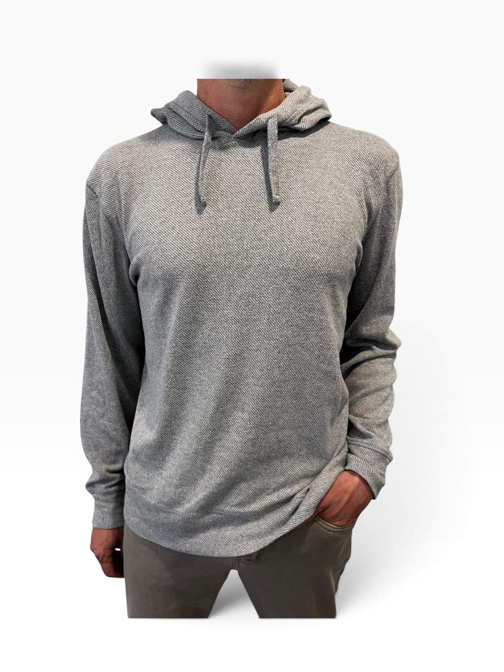 🖤 Faherty Gray Textured Knit Hoodie Men’s Large | Coastal Casual Pullover